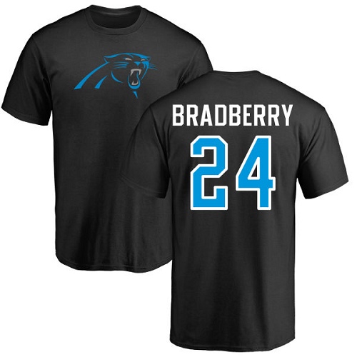 Carolina Panthers Men Black James Bradberry Name and Number Logo NFL Football #24 T Shirt->women nfl jersey->Women Jersey